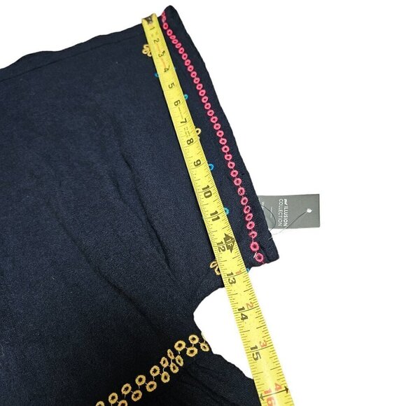 Lane Bryant Embroidered Floral Empire Waist Top Boho Peasant Womens 28P Navy NWT - Picture 10 of 11